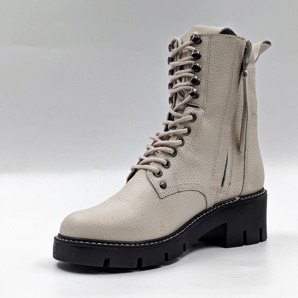 Golo Women Peace War Tapioca Leather Lace-up Zip Combat boots size 7.5 - Picture 3 of 11